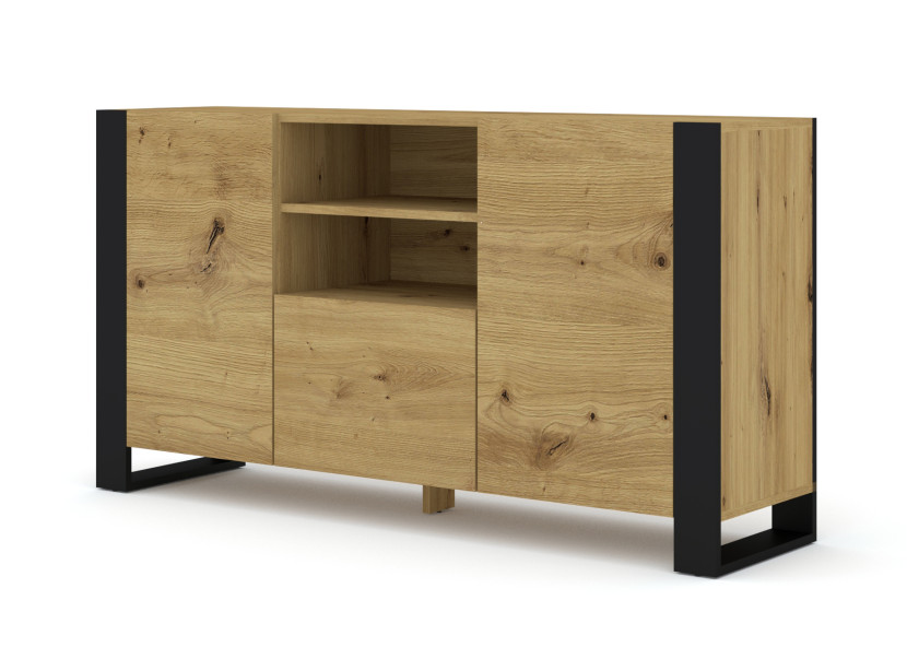 Komoda MONDI 158 cm dąb artisan czarna stojąca