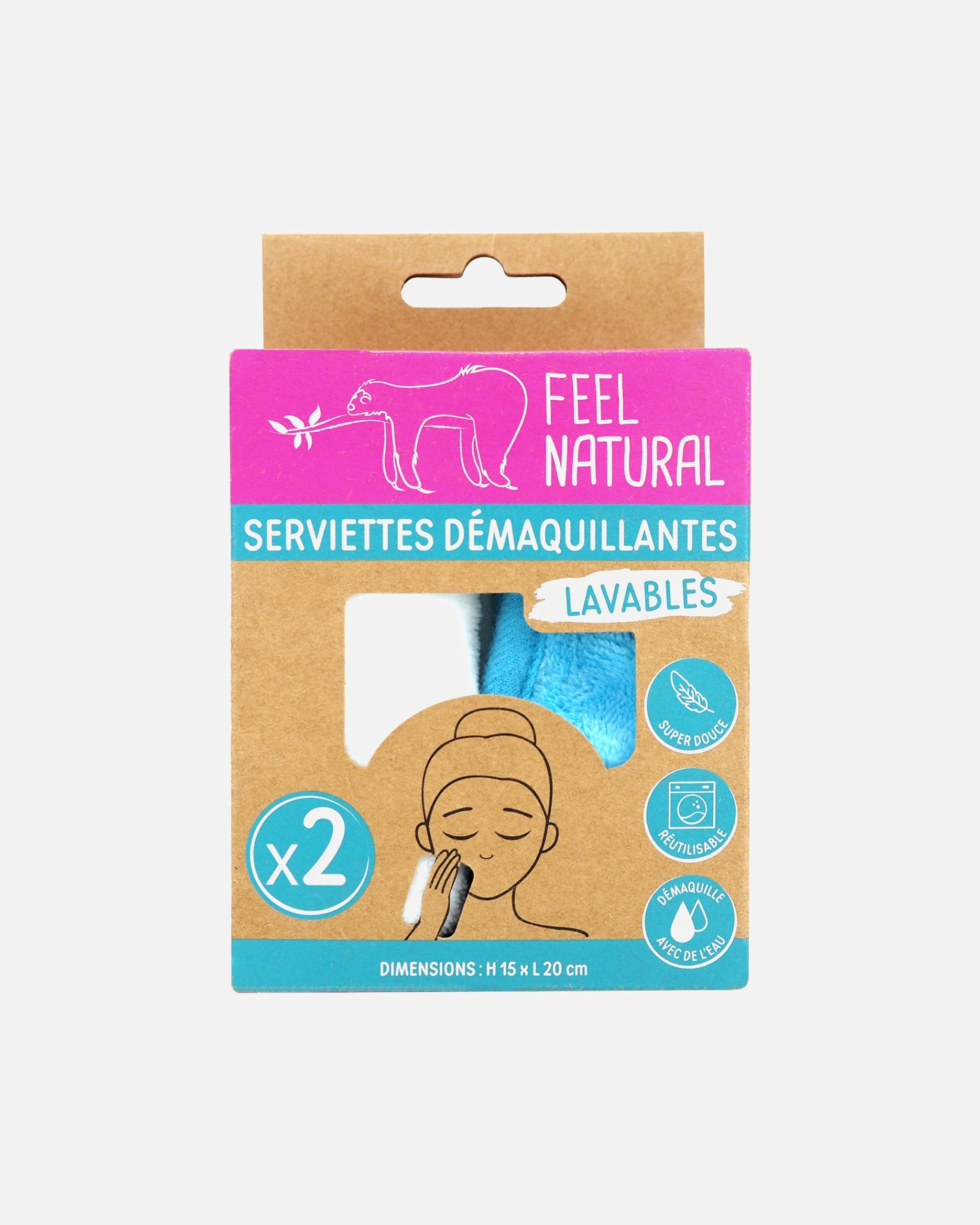 Feel Natural Lot de 2 Serviettes démaquillantes