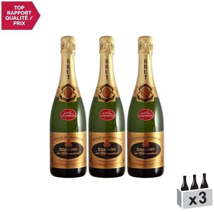 Crémant de Bourgogne Blanc - Paquete de 3 x 75cl - Domaine des Chenevières - Vino espumoso AOC Blanc de Bourgogne