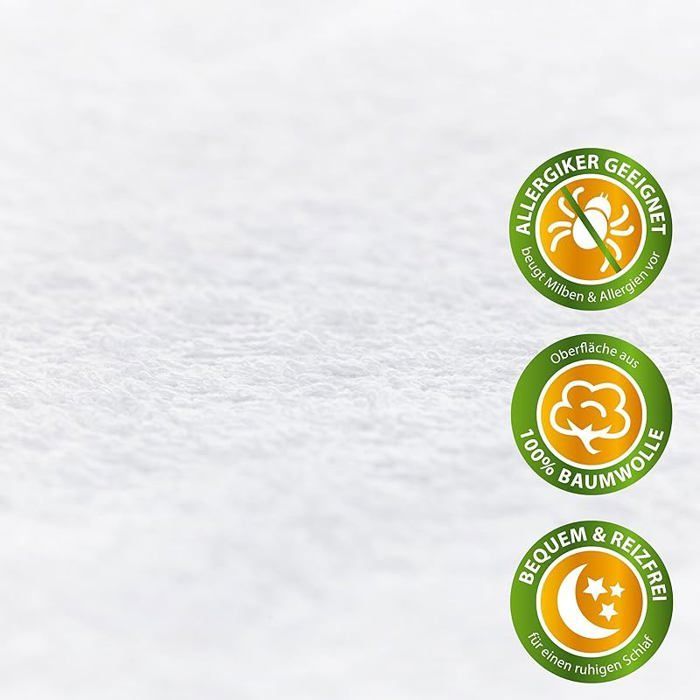 2 protetores de colchão impermeáveis 100x200 cm com certificação Oeko-TEX.