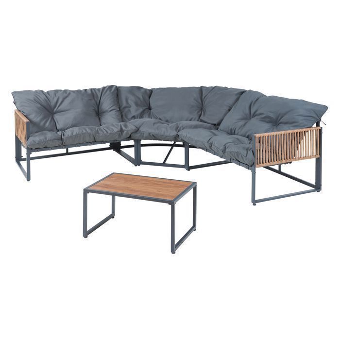 Salon de jardin Karg gris foncé rotin