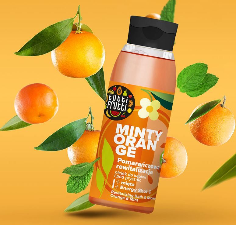 Tutti Frutti Revitalizing Bath and Shower Oil s pomarančo in meto Energy Shot C olja za telo