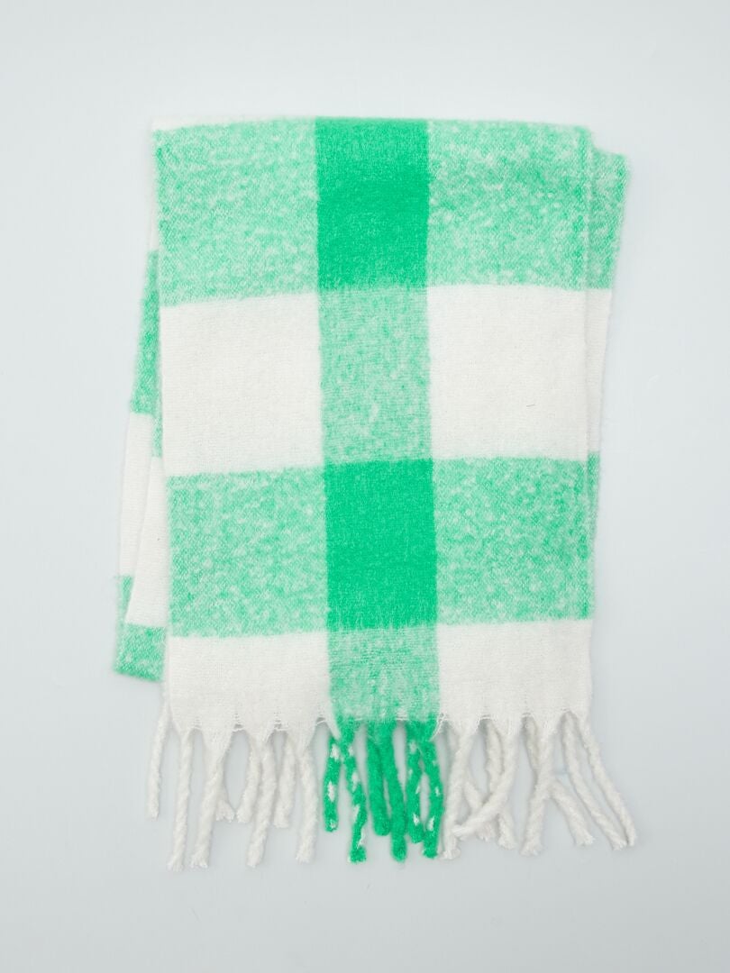Geruite sjaal met franjes - GROEN