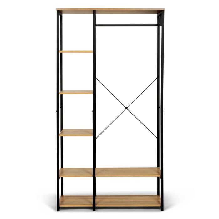 IDMARKET Dressing penderie étagères L. 90 cm DETROIT design industriel