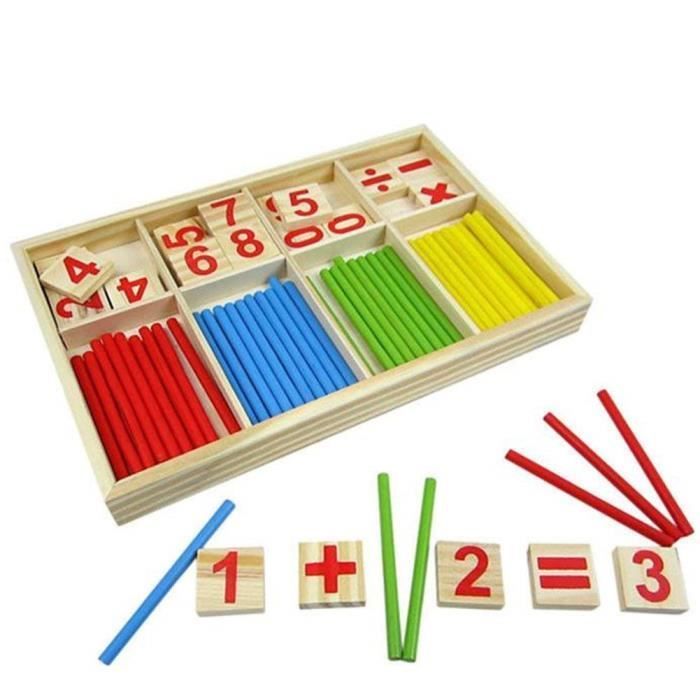 Juego digital Montessori de palitos de madera para matemáticas, inteligencia y aprendizaje preescolar - Juguetes educativos para niños - Materiales didácticos