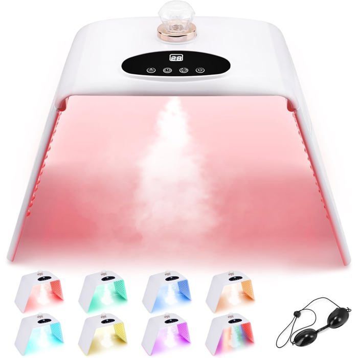 Masque LED luminothérapie visage - ZGEER - 7 couleurs - Pliable - Fonction spray - Anti-âge - Rajeunissement