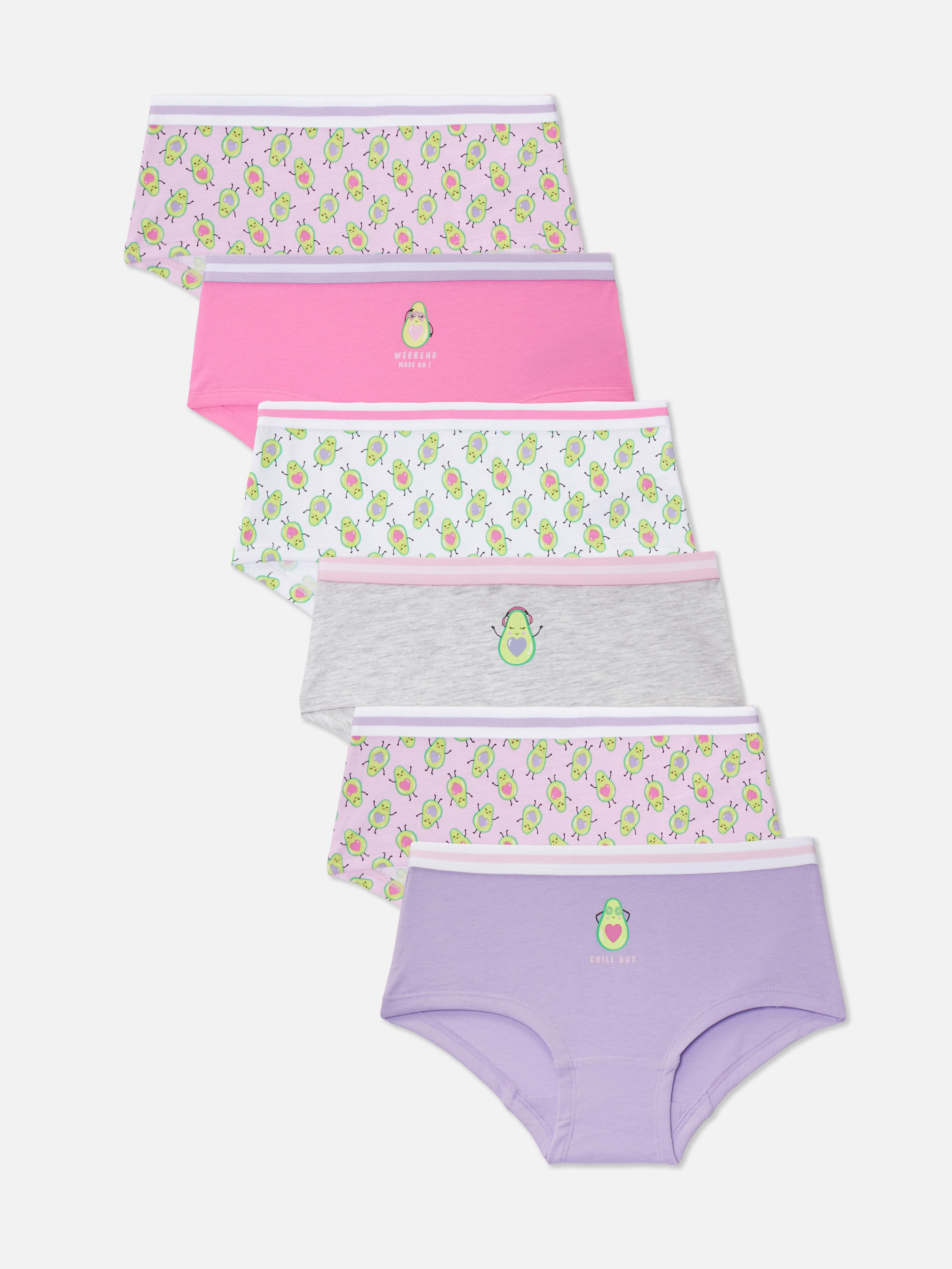 Hipster-Slips mit Avocado-Print, 6er-Set. Sechs Slips mit elastischem Bund und einzigartigem Avocado-Muster.