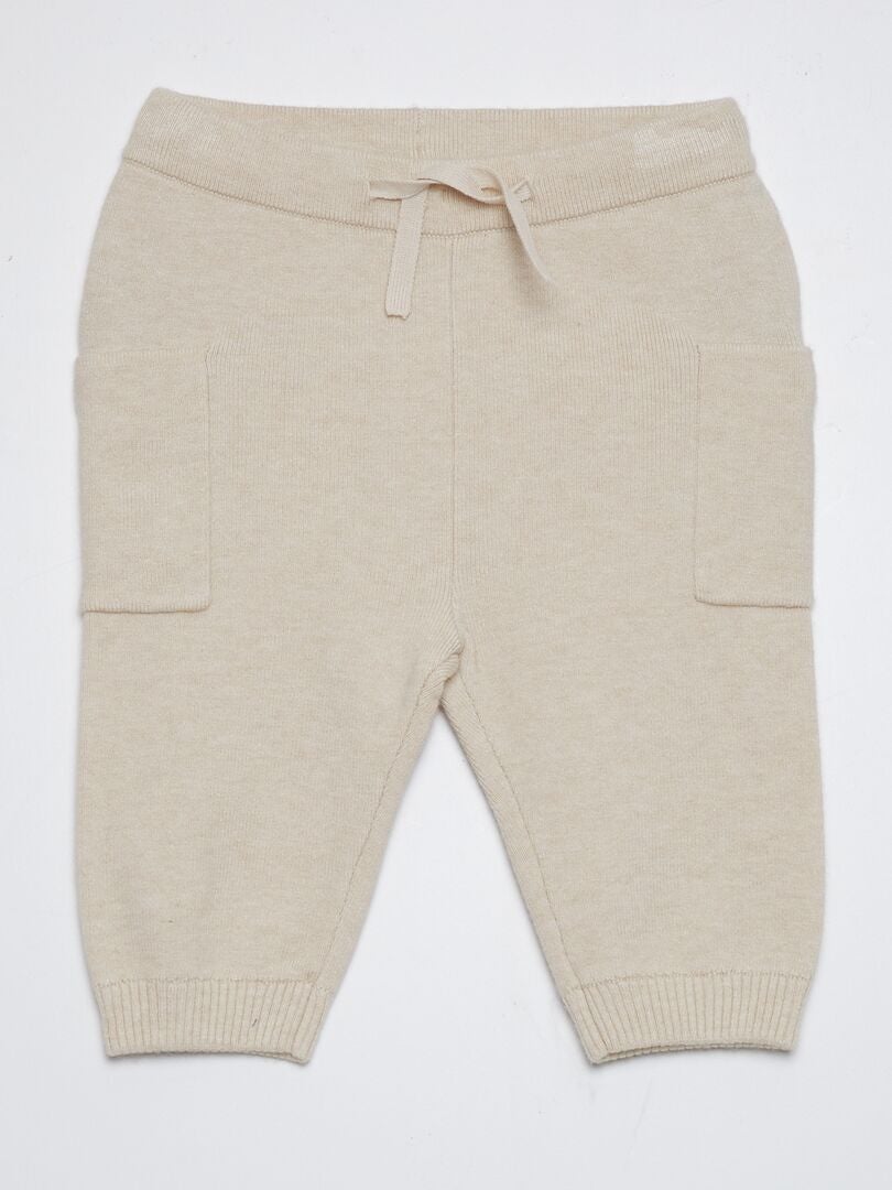 Joggingbroek met opgestikte zakken + sokken - BEIGE