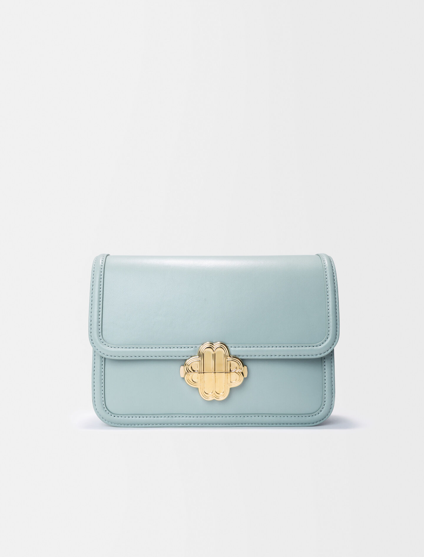 Clover-celadon leren tas met sluiting