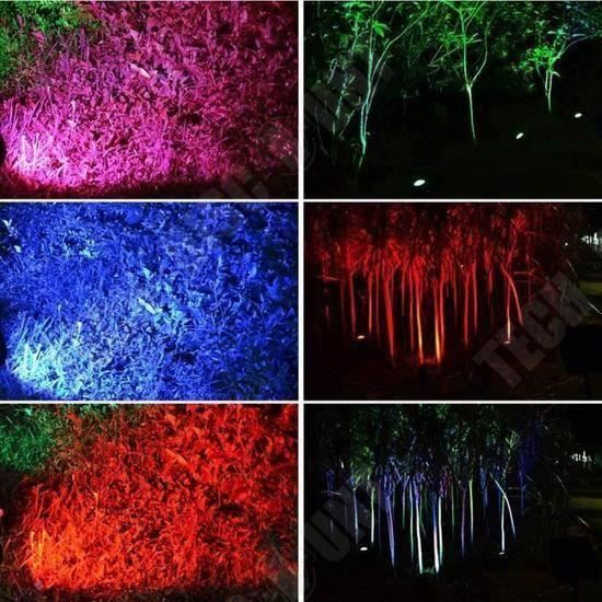 Juego de 3 focos LED solares RGB para exteriores TD® para jardín, terraza y patio - Luz LED solar para exteriores para el hogar - Accesorio