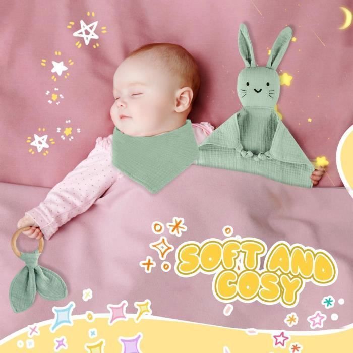 Coffret Cadeau Naissance Bébé,de Dentition et Bavoir Garçons et Filles avec Doudou Bébé,Set de Cadeaux pour la Fête de YYV