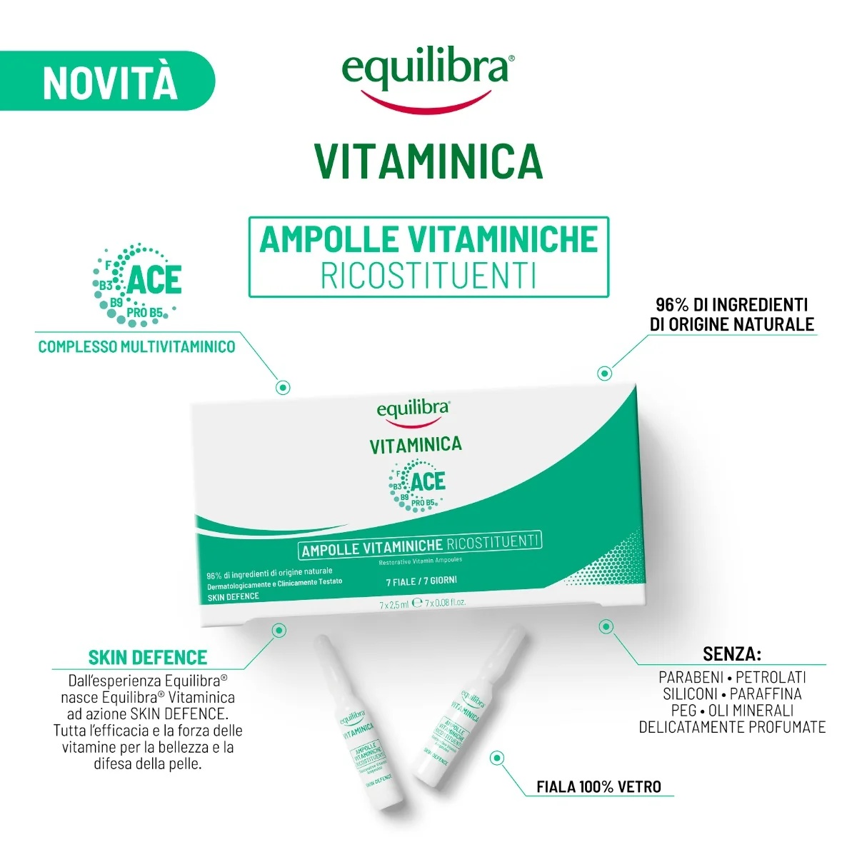 EQUILIBRA Equilibra Gezichtsherstellende Vitamine Ampullen 7x2,5 ml Voor een gezonde gezichtshuid