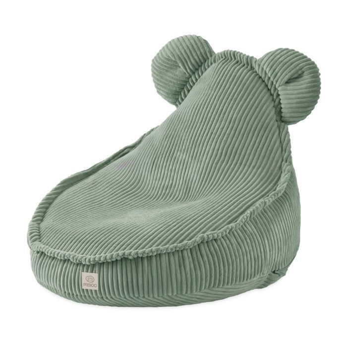 MISIOO Huggy Bear zitzakstoel met berenoren voor baby- en kinderkamer, corduroy, groen, 68x45 cm