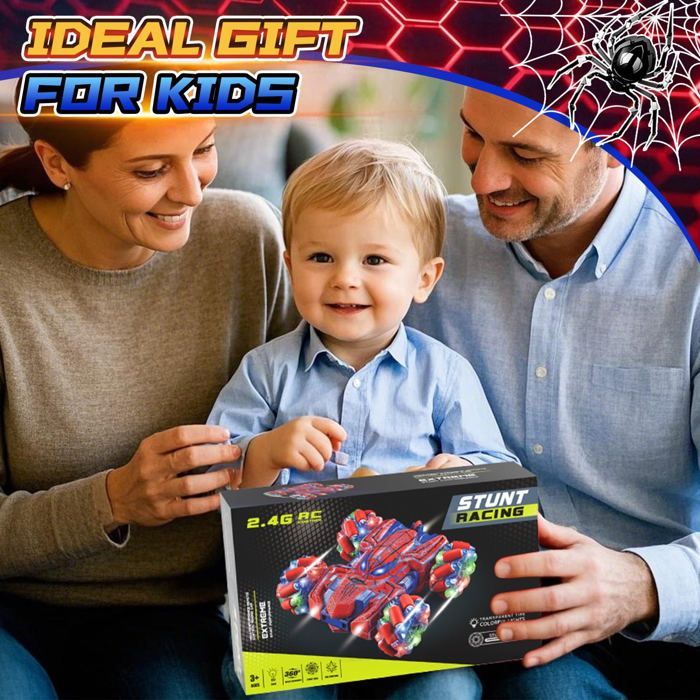 Spider Voiture Télécommandée Enfant avec Lumières - 360° Rotation - 2.4GHz - Jouet Cadeau pour Garçon Fille 3-9 Ans - noir