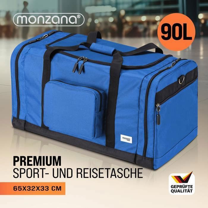 Sac de voyage MONZANA® Sac de Sport Bleu 90L Fitness Football Transport Bandoulière amovible Réglable Weekender Duffelbag
