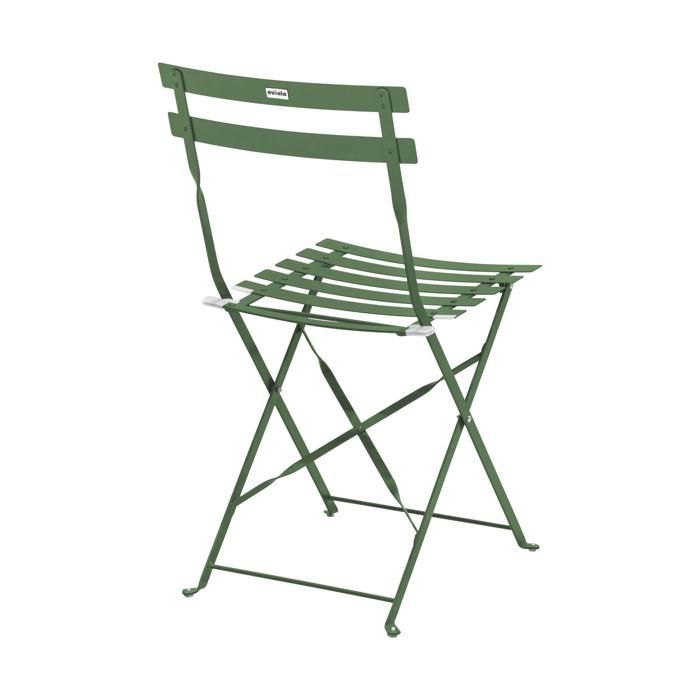 Mesa de jardín y 2 sillas, acero de 60 cm, verde cactus - Oviala
