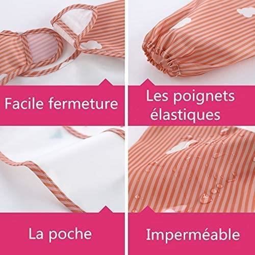 Conjunto de 4 babadores impermeáveis de manga comprida para alimentação de bebês e blusa avental para bebês de 1 a 4 anos.