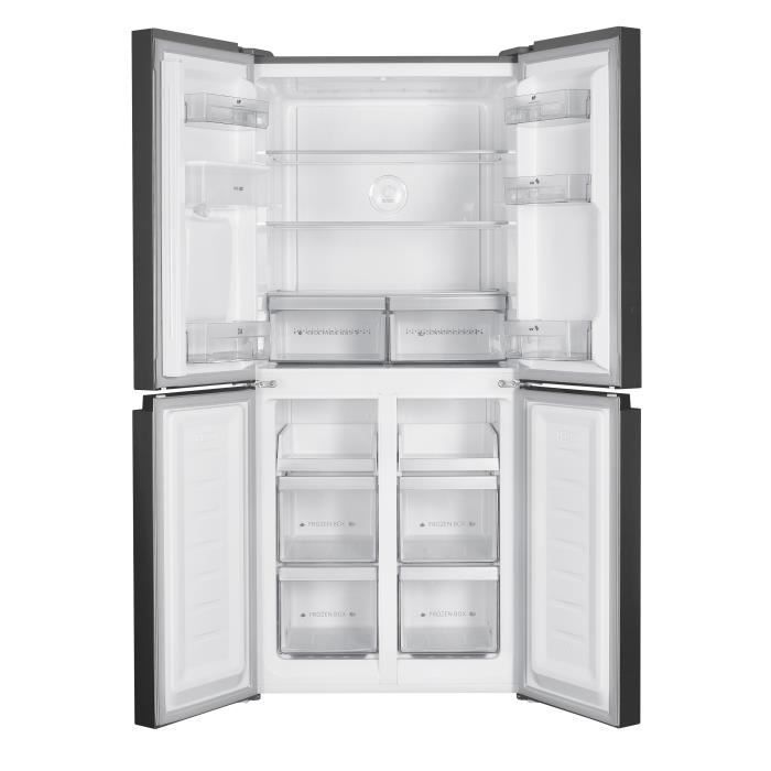 Frigorífico de 4 puertas con dispensador de agua - 464 L - Total No Frost - 79 cm de ancho x 180 cm de alto - Acero inoxidable - Clase energética D