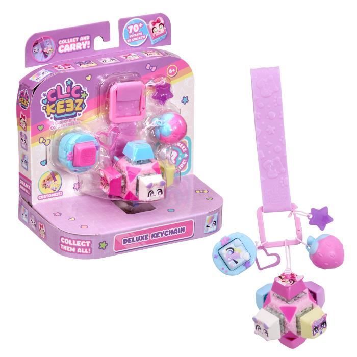 Clickeez - GOLIATH - Chaveiro de Luxo - Chaves Colecionáveis - 1 cubo Clickeez + 4 Clickeez + 3 pingentes - Para maiores de 6 anos