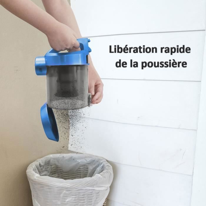 Aspirateur Traîneau sans sac Cyclonique - Aspirateur léger 1200W pour Tapis et Sols durs- Capacité 3,0 L - Bleu
