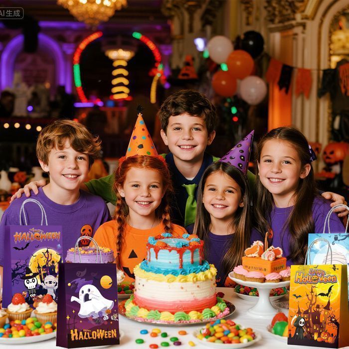 Sacchetti regalo di Halloween - INBOXXARTY - 24 pezzi - Multicolore - 20,3x15x7,9 cm - Sacchetti di carta