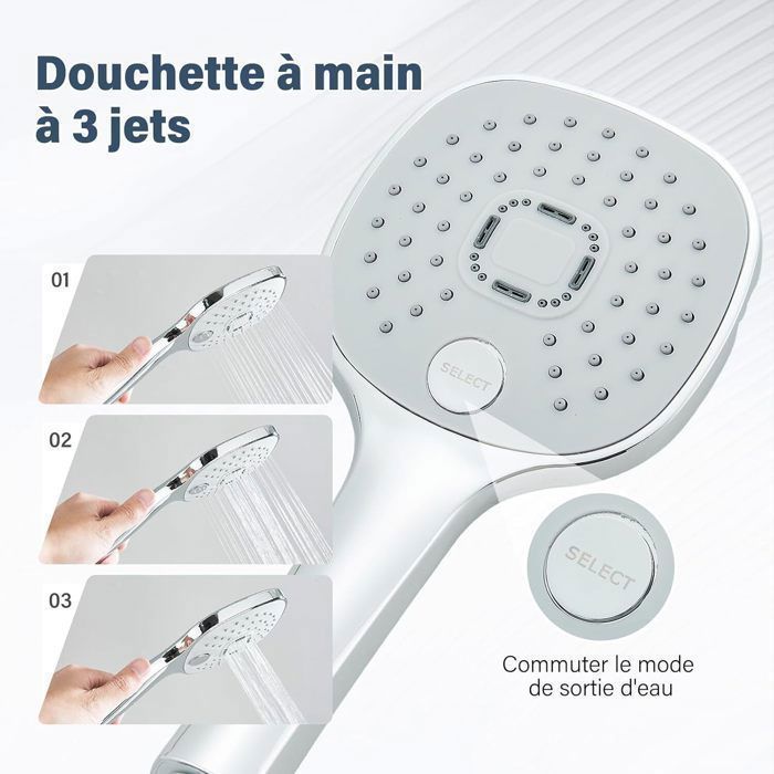 Chrome Shower Column, Shower Mixer with Hand Shower and Shower Head, Faucet Not Included