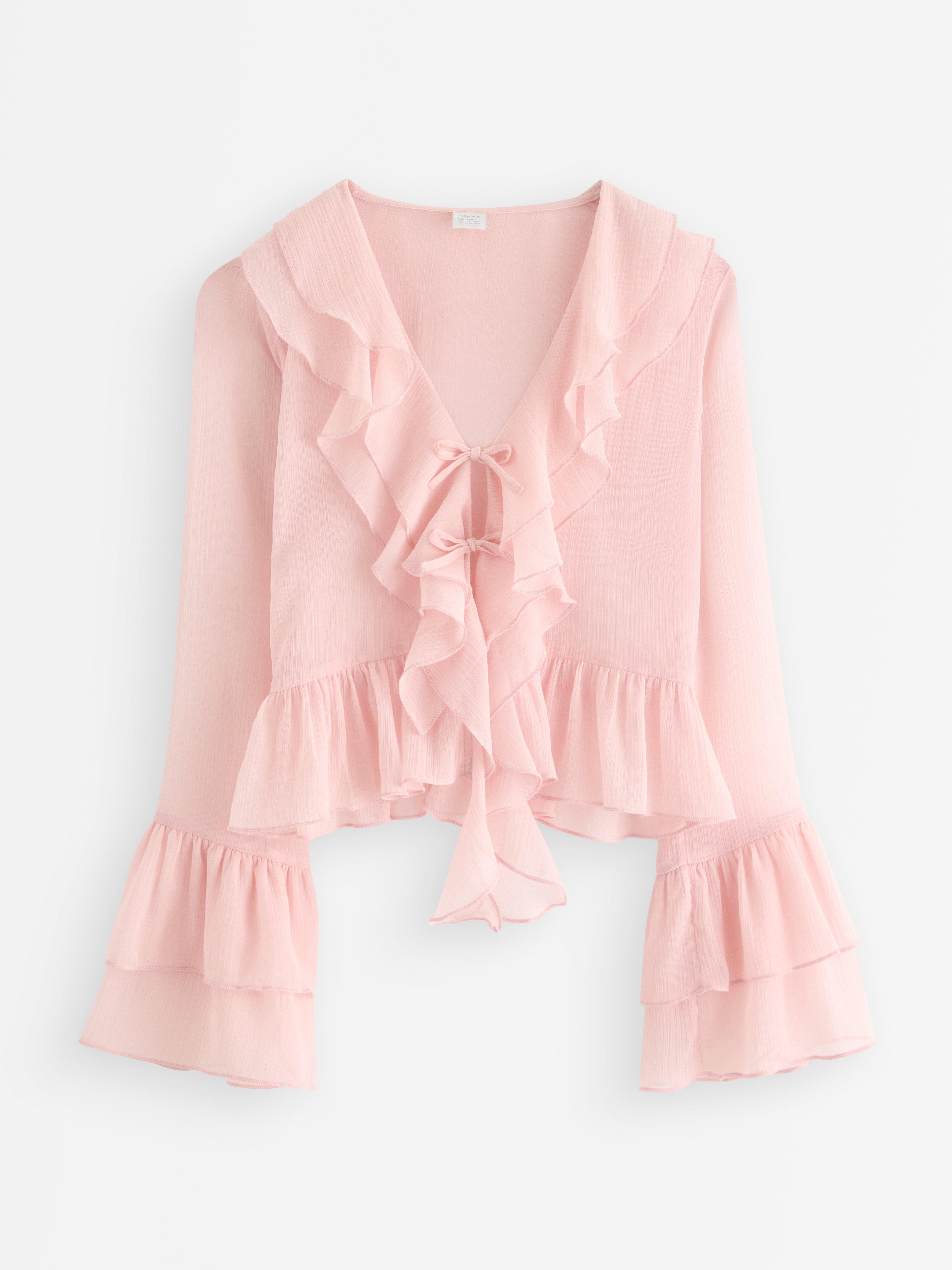 Bluse i chiffong Lys støvete rosa