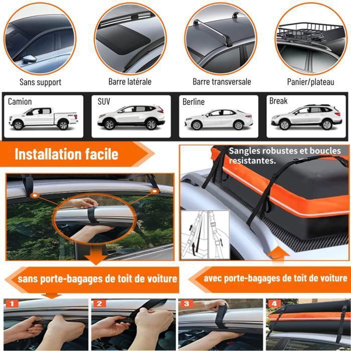 Dachbox – Universelle, wasserdichte Autodachtasche ohne Dachreling, 112 x 87 x 44 cm, mit Schloss, 6 Türhaken und Matte