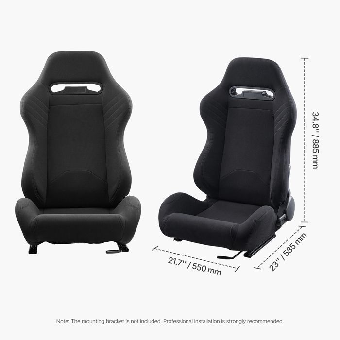 VEVOR Racing Seat - 2-delig - Verstelbare racecockpit met brede kantelhoek en zeer veerkrachtig schuim