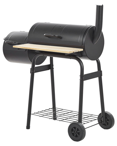 Ogrodowy grill węglowy z wędzarnią ma kółkach