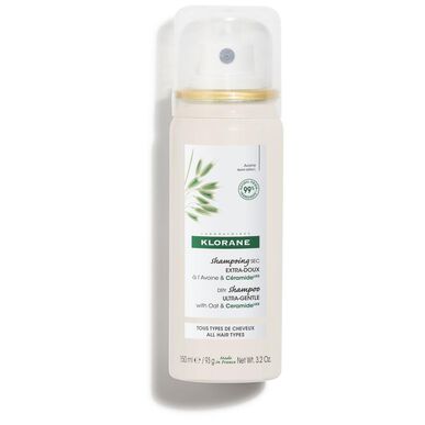 Klorane Oat & Ceramide Ultra-Gentle Dry Shampoo, Havermout Droogshampoo Spray, Zacht voor Normaal Haar