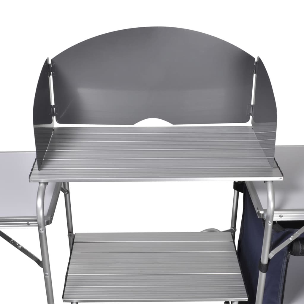 Vidaxl Folding Aluminum Kitchen with Shelves and Rack