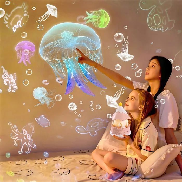 Children's LED Night Light, Starry Sky Projector, 21 Movies with 360° Rotation and Adjustable Brightness - Pink