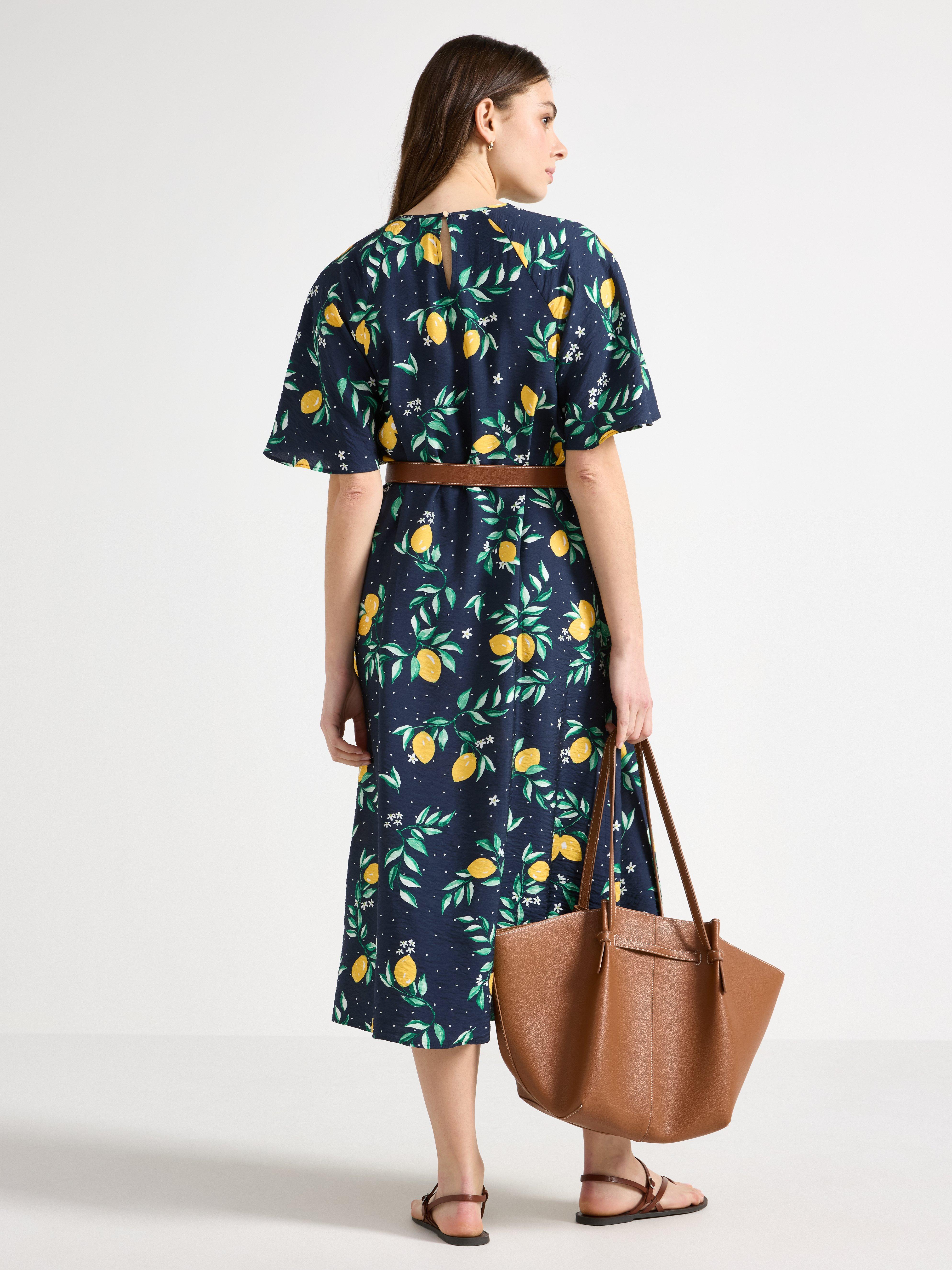 Vestido midi azul-marinho