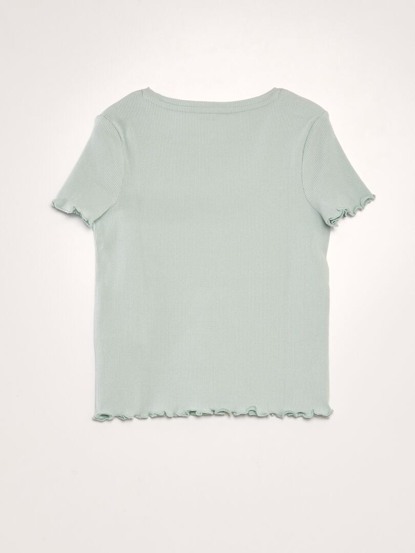 Geribbeld T-shirt - blauw