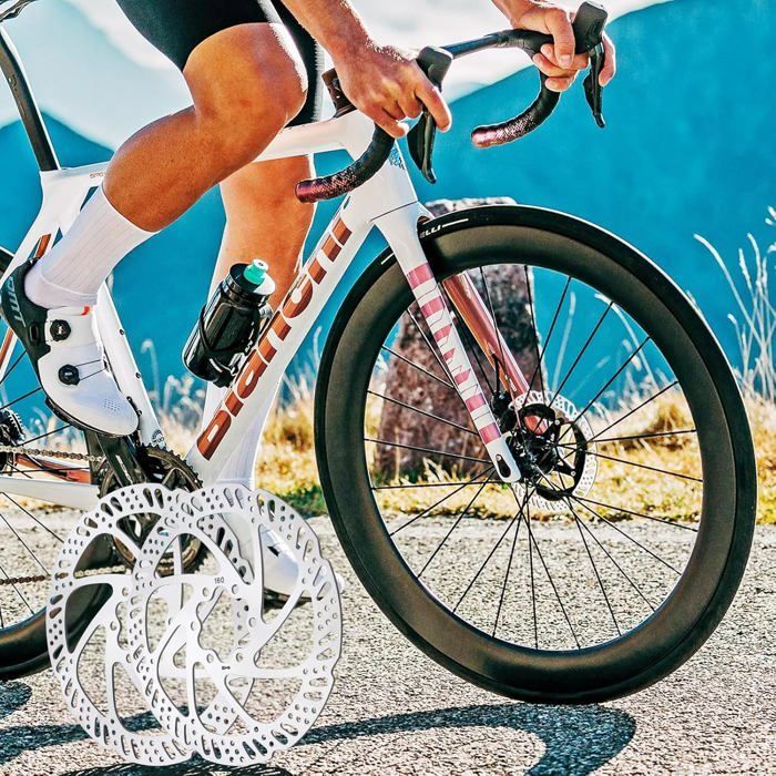 2 pièces - disque de frein de vélo - 160 mm - Résistant à l'usure - Argent - Convient aux vélos de route et de montagne