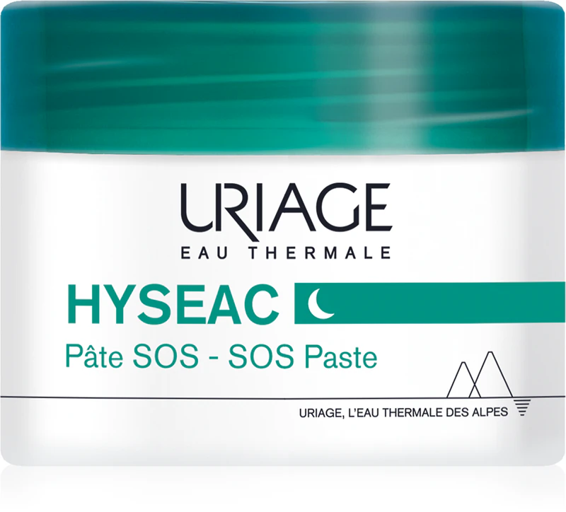 Uriage Hyseac SOS Paste: tratamento noturno localizado para imperfeições da pele propensa à acne.