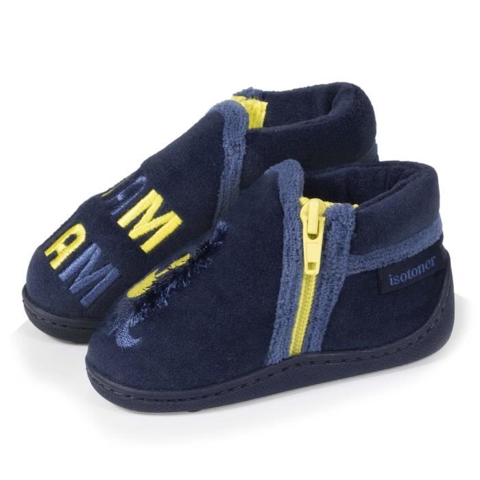 Botines para bebé niño en poliéster azul marino - ISOTONER - Cierre de cremallera y refuerzo de EVA