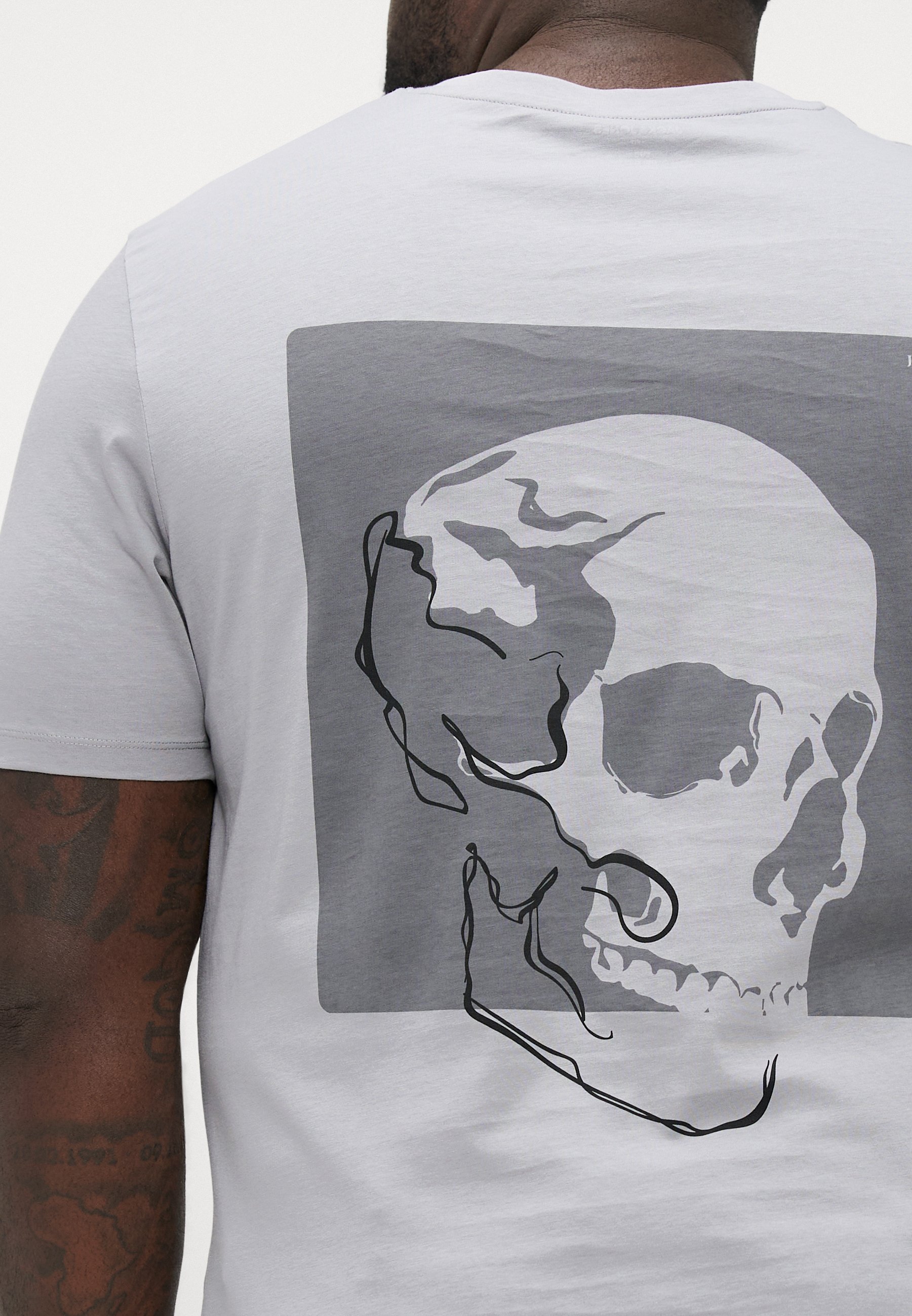 Jack & Jones JJSKULLY T-shirt met ronde hals, 3 stuks - T-shirt met print - Ultimate grijs/zwart/wit