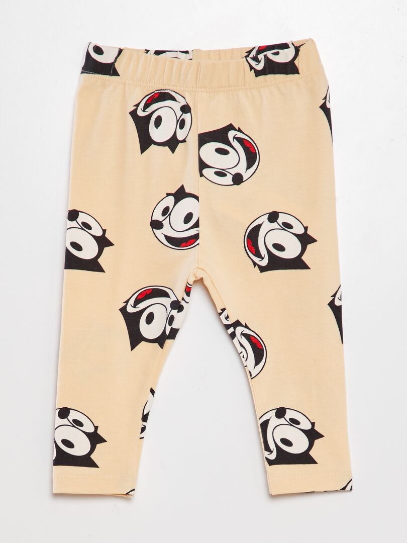 Leggings met 'Felix de kat'-print - BEIGE