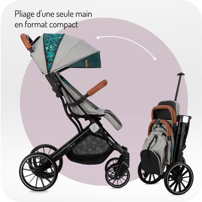 MoMi ESTELLE DAKAR – Passeggino ultracompatto – Ruote grandi – Facile da piegare – Accessori inclusi – Verde