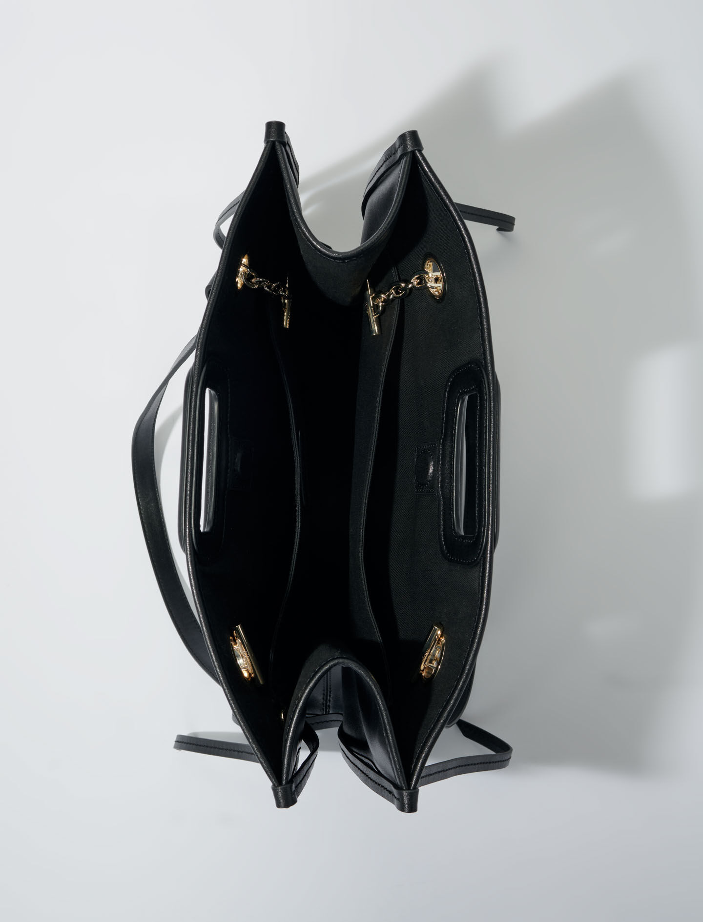 Leren shopper met franjes - Zwart