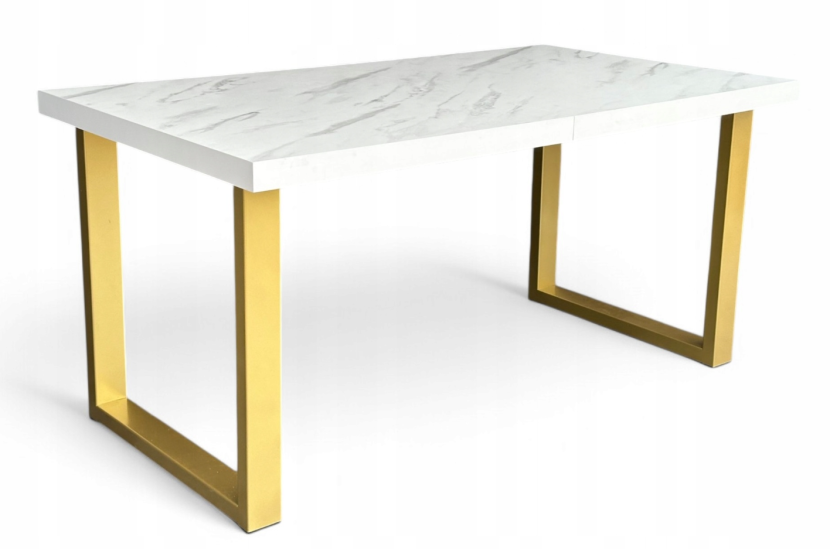 Stół prostokątny 80x140 rozkładany do 240 cm MARMUR   nogi ZŁOTE metalowe