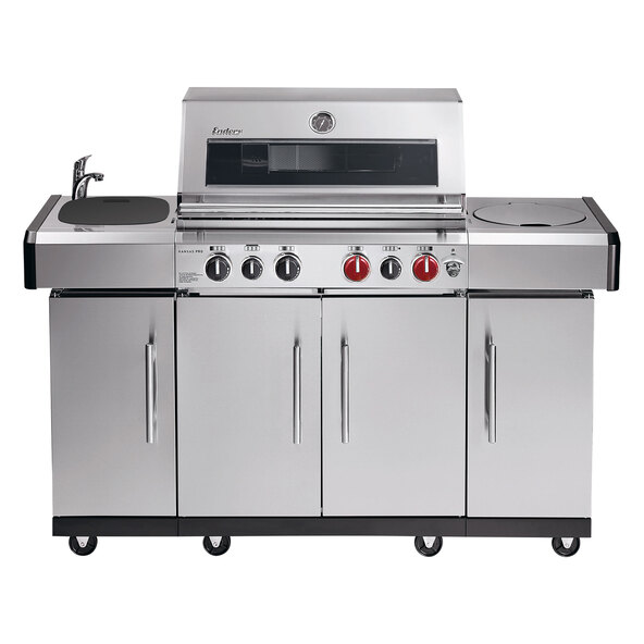Kansas Pro 4 SIK Turbo II gasbarbecue, inclusief weerbestendige hoes.