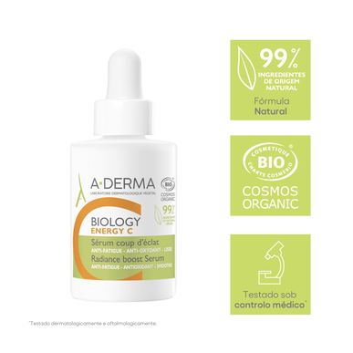 A-Derma Biology Energy C serumas Coup d'éclat Gaivus gelinis serumas Spinduliavimas Vitaminas C 30 ml 30 ml
