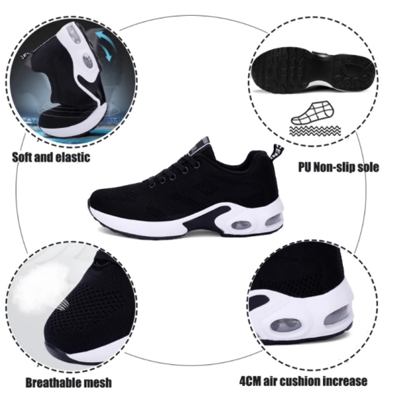 Scarpe da corsa da donna 2021 con ammortizzazione ad aria, aumento di altezza, sneakers sportive leggere e traspiranti in mesh, scarpe da passeggio da donna con lacci