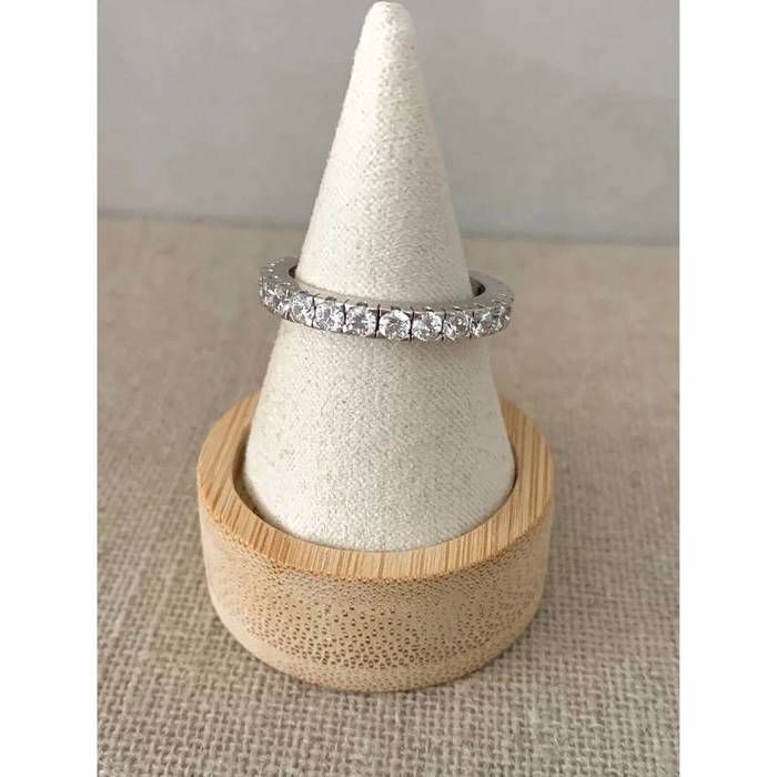 Wedding band ring - Bijouxia - Set with cubic zirconia - Sterling silver - Women's