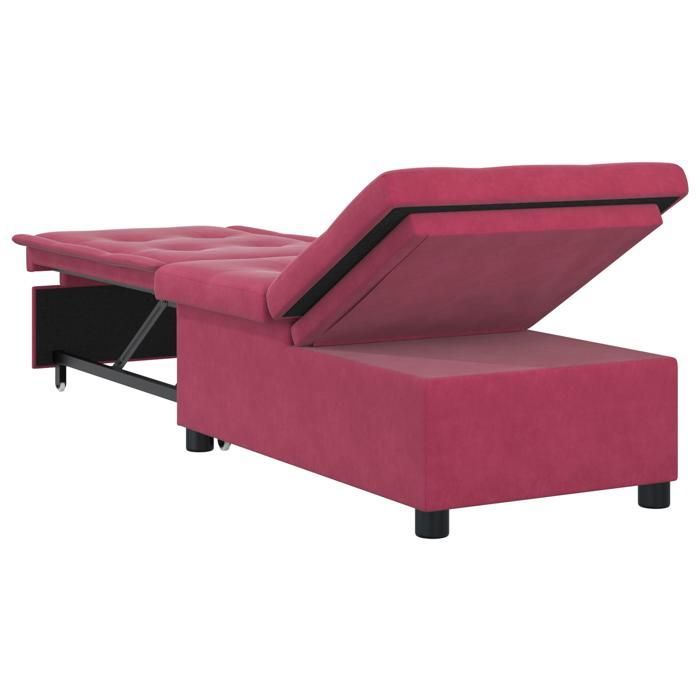 450778 & Sofá cama 3 en 1, diván, convertible, diseño extraíble, terciopelo burdeos
