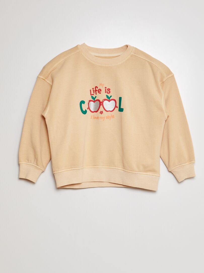 Sweatshirt met patroon - BEIGE