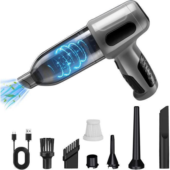 Car vacuum cleaner, multi-function cordless vacuum cleaner, powerful handheld vacuum cleaner 6000/10000pa (grey (6000pa))